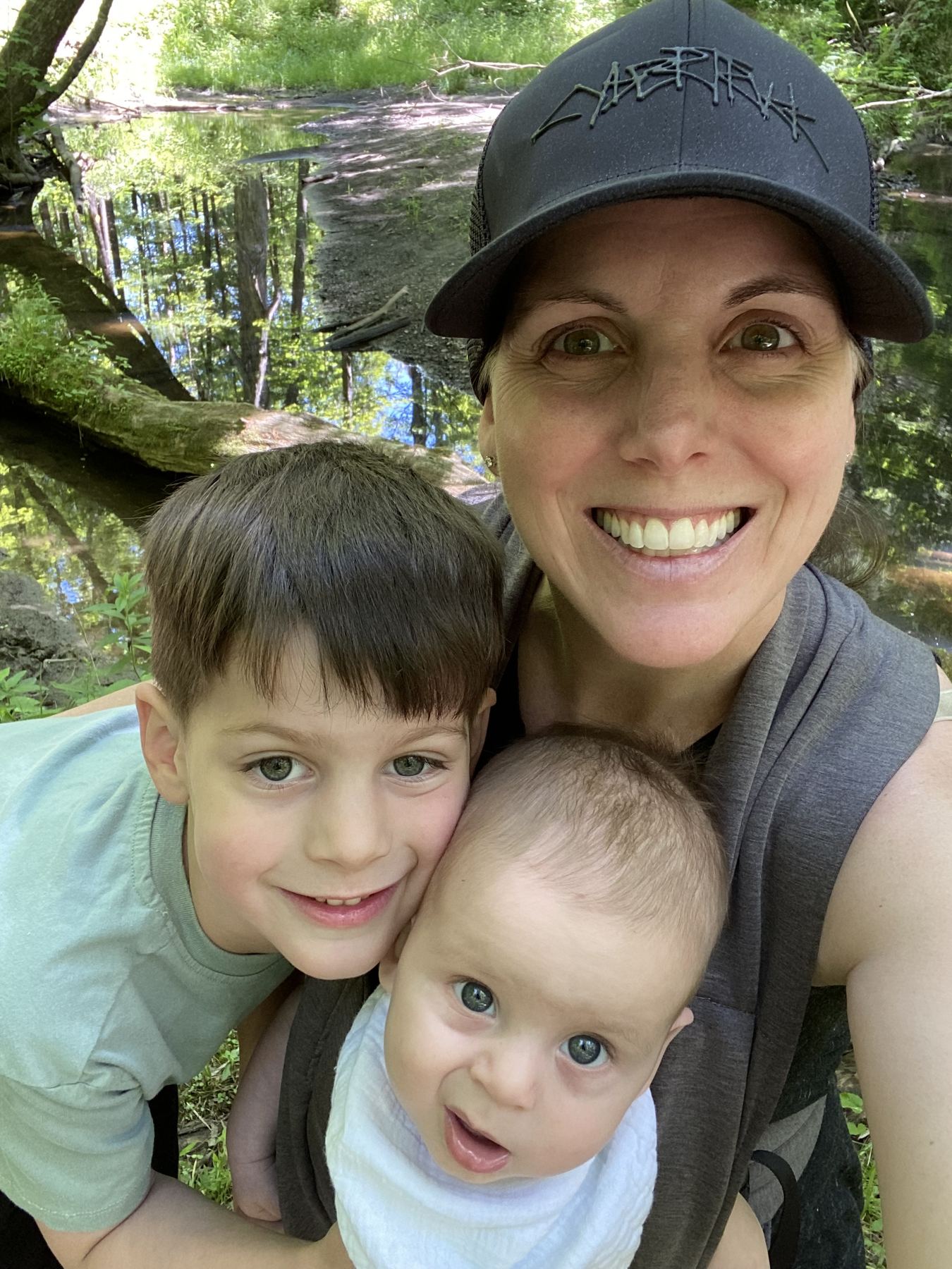 Liam hiking at the town park with his family